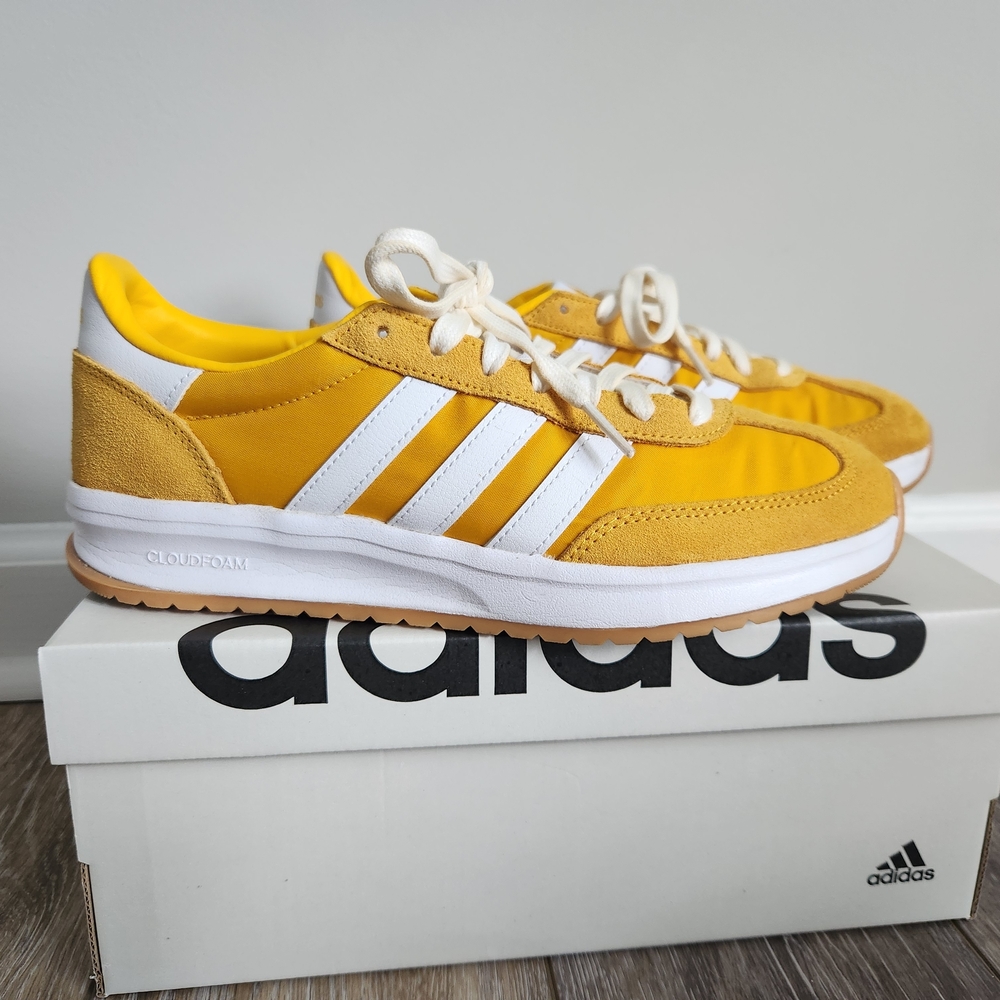 Adidas Women's Run 70s 2.0 Yellow & White Retro Cloudfoam Sneakers Size 8.5 - Picture 3 of 6